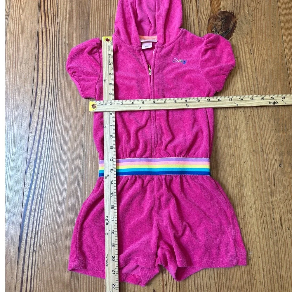 Juicy Couture Terry Cloth Romper Kids Pink Rainbow Y2K Style SIZE 6